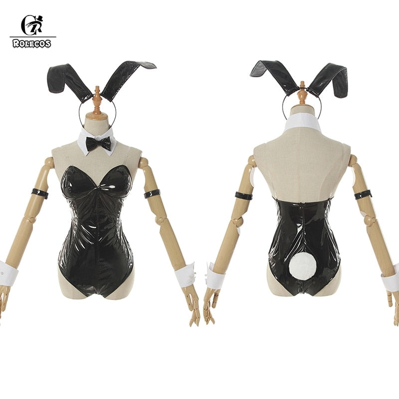 Sakurajima Mai Costume Sexy Bunny Cosplay Leather Jumpsuit